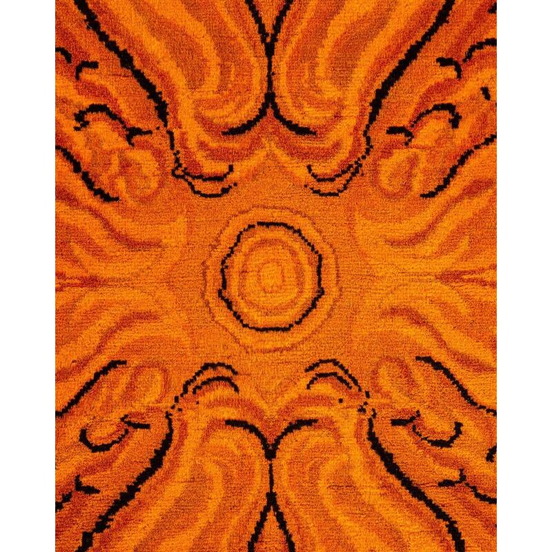 Overton Hand Knotted Wool Vintage Inspired Modern Contemporary Overdyed Orange Area Rug - 8' 0" x 10' 5"