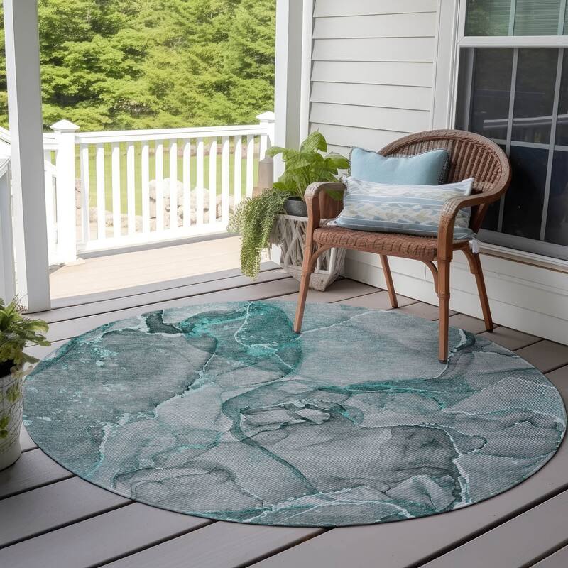 Lalu Artistic Abstract Weather Resistant Versatile Elegance Outdoor Rug