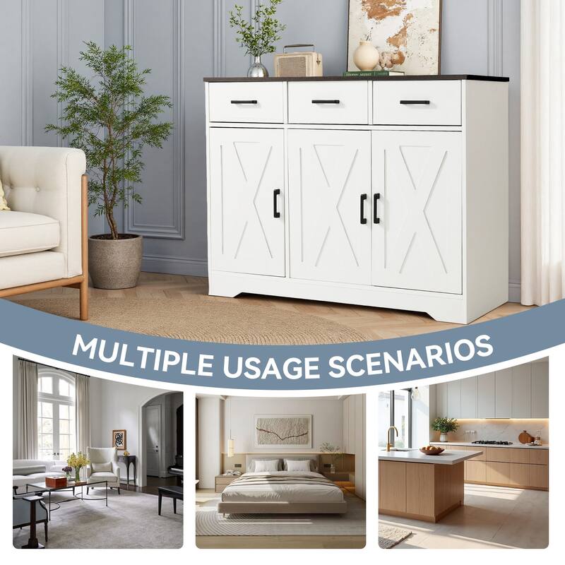 42.6" Wide TV Stand Console with 3 Storage Drawer