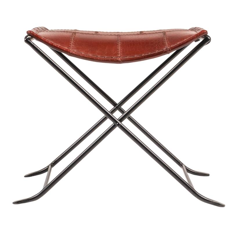 Collapsible Leather and Metal Stool