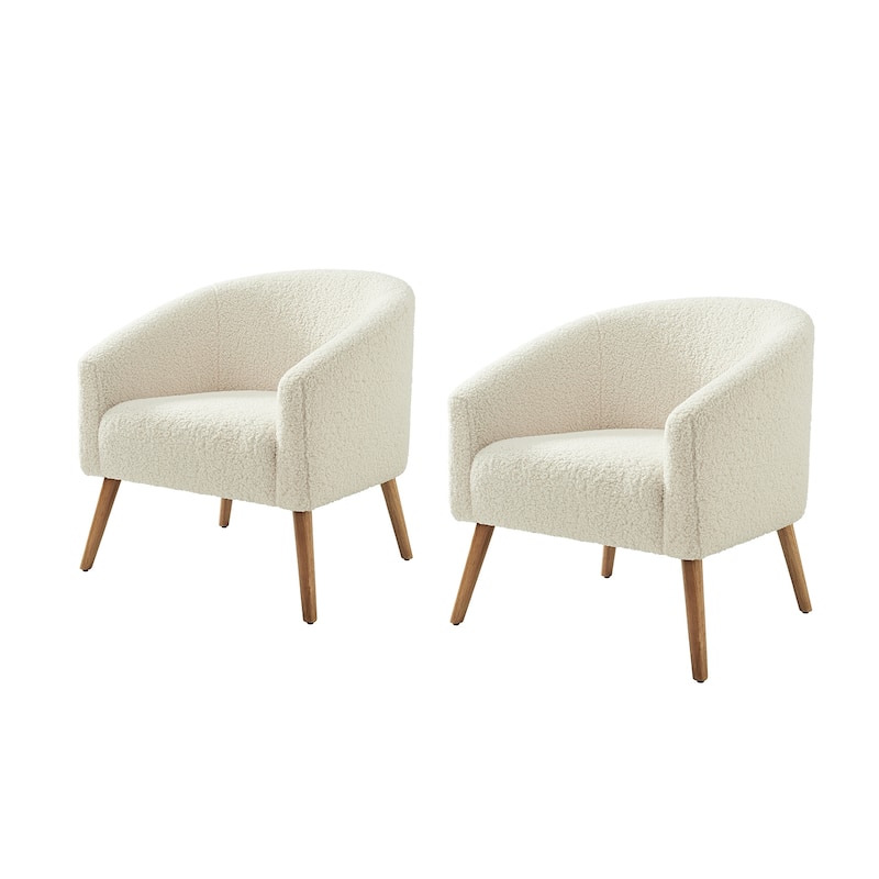 Sheila Modern 30"W Boucle Armchair with Solid Wood Legs Set of 2 by HULALA HOME