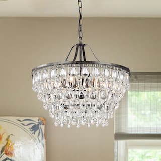 Antique Bronze 6-Light Glam Crystal Chandelier - Antique Bronze