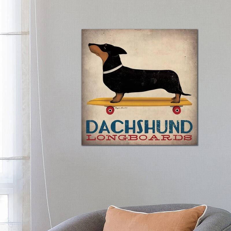 iCanvas "Dachshund Longboards " by Ryan Fowler Canvas Print - 26x26x1.5