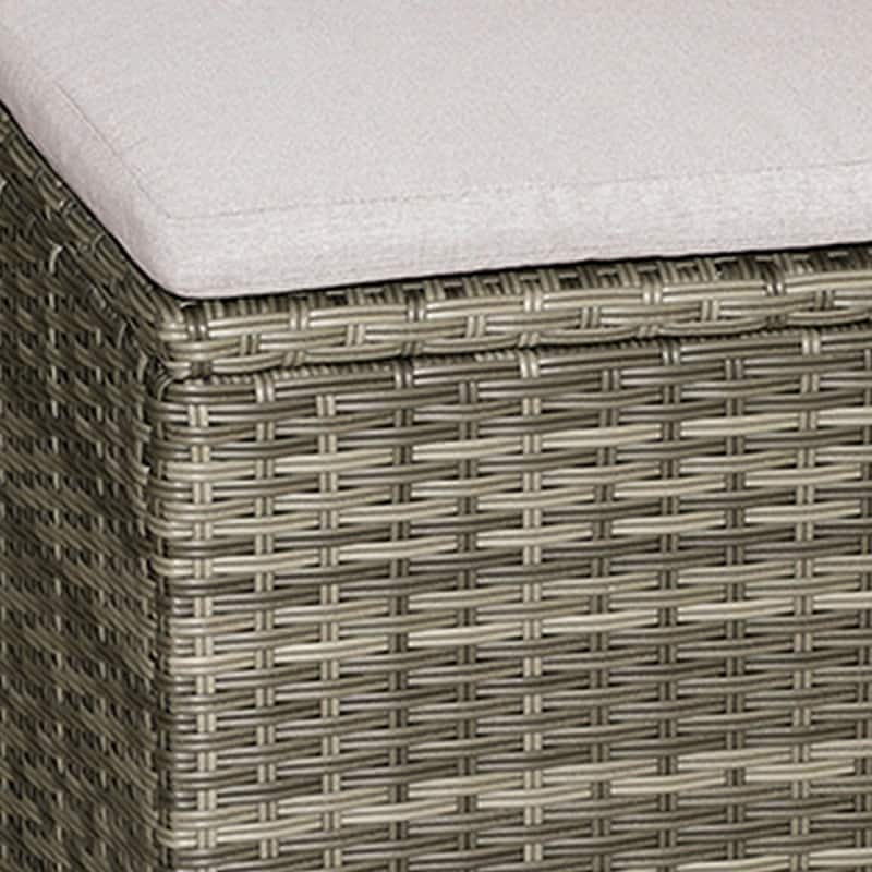 Foca 18 Inch Outdoor Square Ottoman, Set of 2, Gray Fabric, Faux Wicker