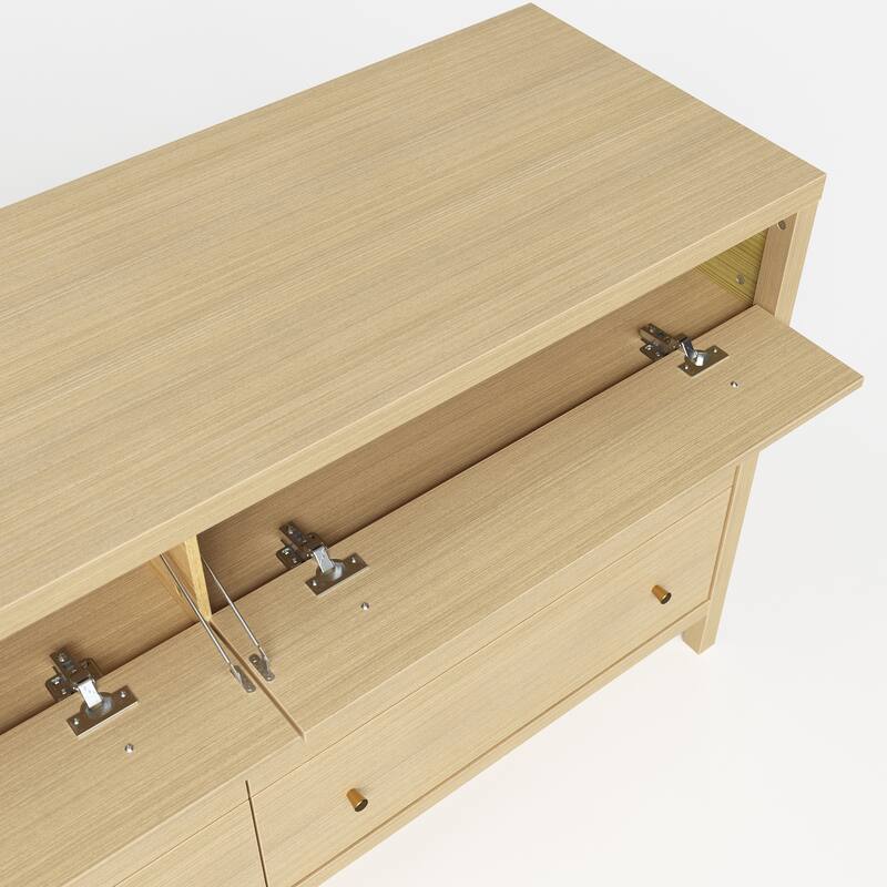 63” Solid Wood 6 Drawer Dresser – Semi-Assembled Modern Farmhouse Wide Chest with Soft-Close Undermount Slides