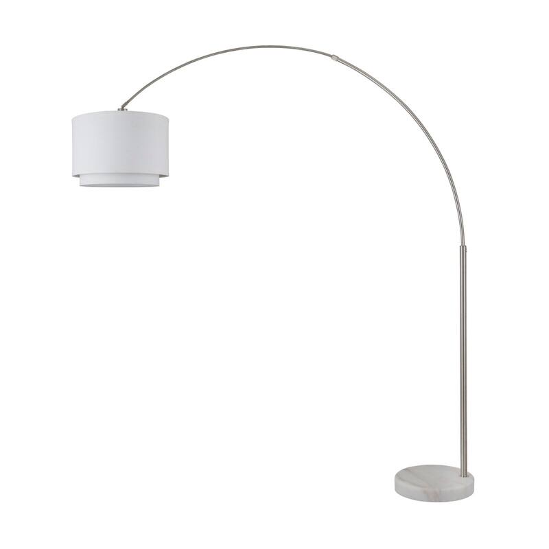 Q-Max Modern 81" Tall Standing Adjustable Arched Floor Lamp with Double Drum Shade and Marble Base