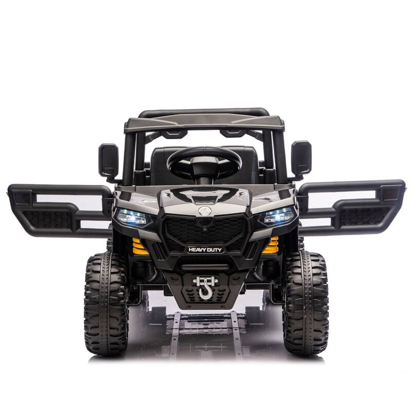 Black Kids Ride-On Truck with Remote Control, Children's Electric Dump Truck Electric Car with LED Lights