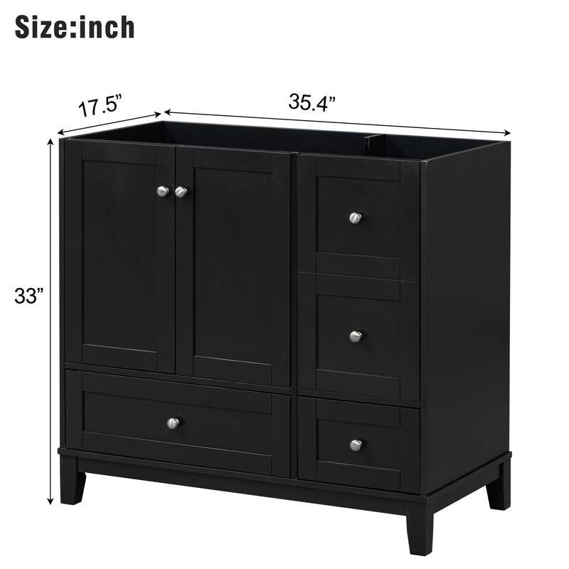 Modern 36-Inch Bathroom Vanity with USB Drawer Charging, Solid Wood Base, and Painted Finish(Sink not included) - 17.5in L