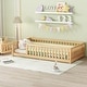 preview thumbnail 43 of 95, Floor Bed with Safety Guardrail and Door for Kids Low Profile Loft Bed Natural - Twin