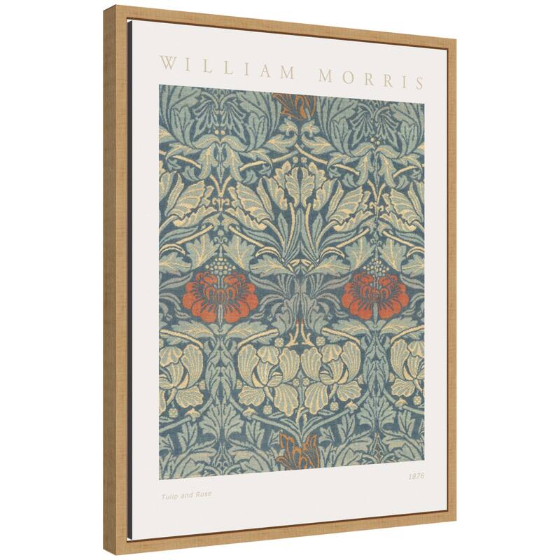 Kate and Laurel Sylvie Poster William Morris Tulip and Rose 1876 Framed Canvas by The Art Institute of Chicago - 18x24 - Natural
