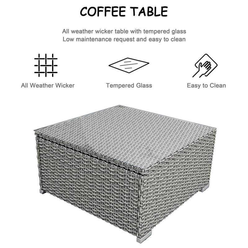 3 Piece Patio Conversation Sets Outdoor Couch Patio Furniture Sectional Wicker Sofa Set