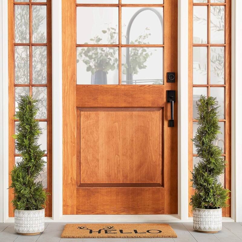 GTR4632-NATURAL-2 3-foot Artificial Cypress Spiral Topiary Tree in Pot (Set of 2)