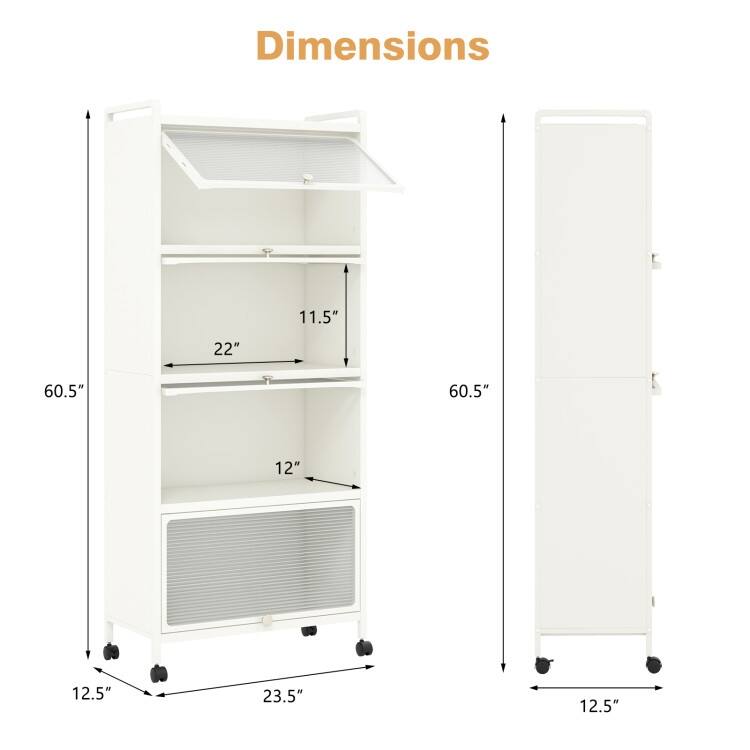 5-Tier Kitchen Baker's Rack with Flip-up PC Doors - 23.5" x 12.5" x 60.5" (L x W x H)