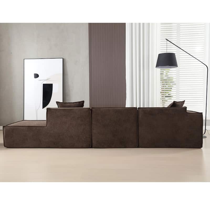 129.5'' Minimalist Modular L-Shaped 4 Seater Sectional Sofa Set with Chaise, Versatile Free-Combination Design
