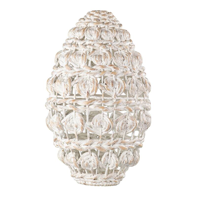 SEI Furniture Romany Coastal White Woven Fiber Pendant Shade