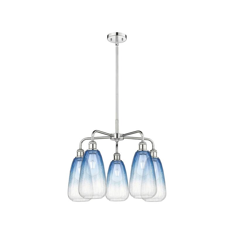 Innovations Lighting Endless Possibilities Ballston - Brookhaven Almond - 5 Light 25" Stem Hung Chandelier - Polished Chrome/Sapphire Blue