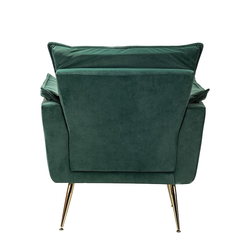 1ida Modern Velvet Tufted Padded Cushion Armchair with Golden Metal Legs by HULALA HOME