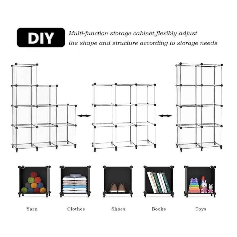 9 Cube Stackable Shoe Rack Organizer DIY Plastic Shoe Storage Cabinet for Closet & Entryway Black - N/A