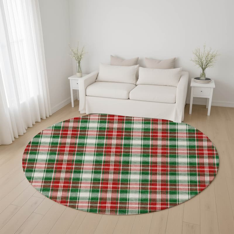 Premium Washable Super Soft Christmas Plaid Mayfield Rug - Emerald - 8' x 8'