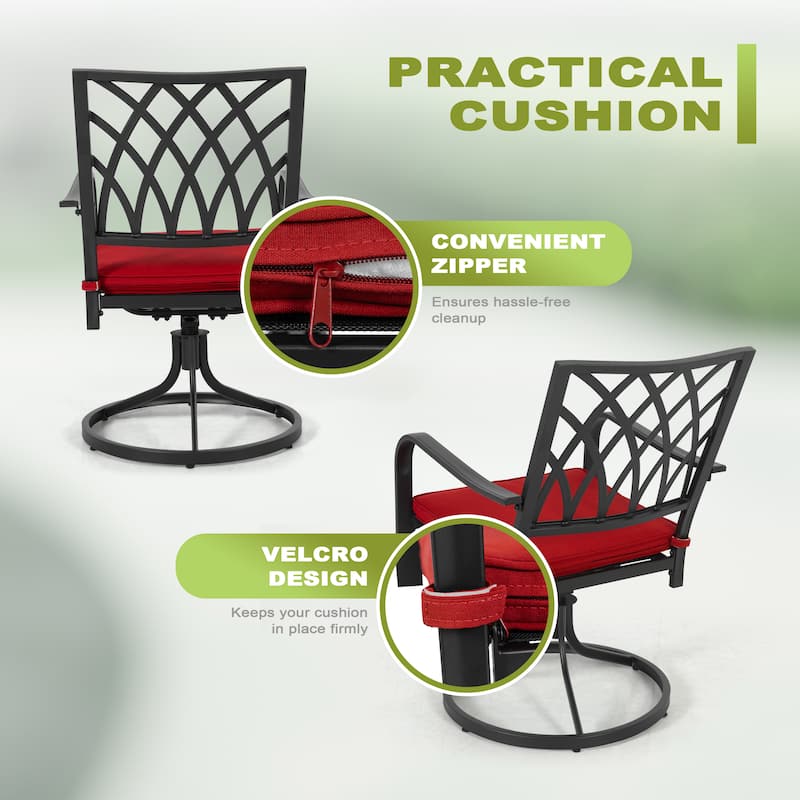Nuu Garden Outdoor 7-Piece Iron Dining Set with 1.57'' Umbrella Hole, Black