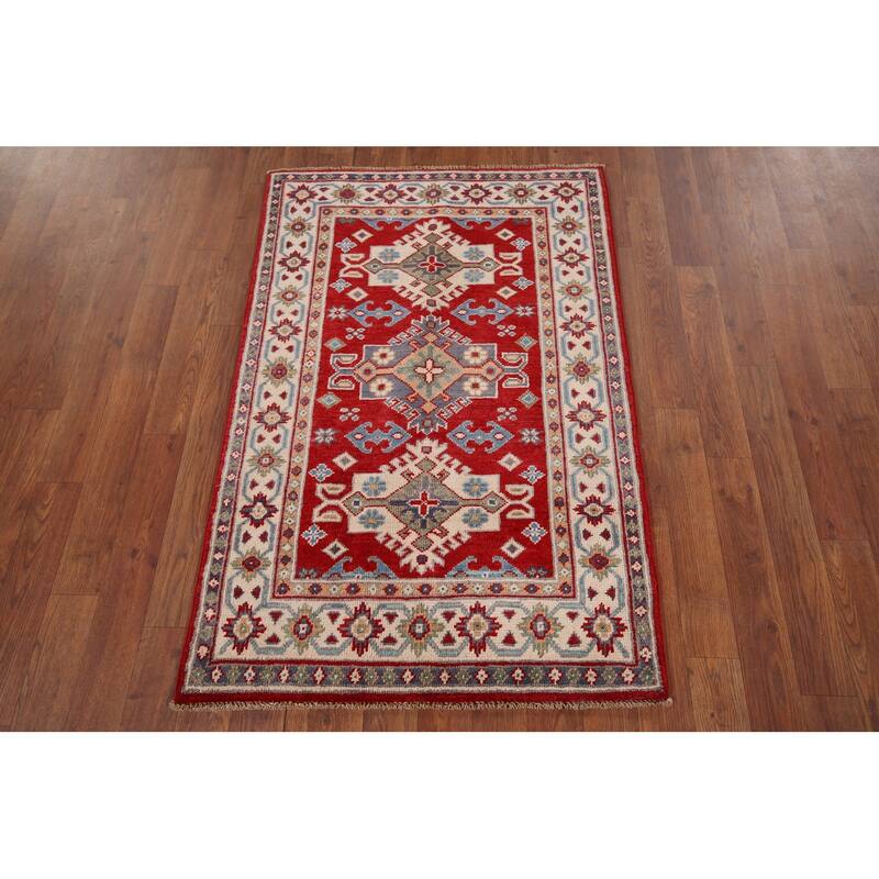Red Kazak Accent Rug Hand-Knotted Wool Carpet - 2'6" x 3'10"
