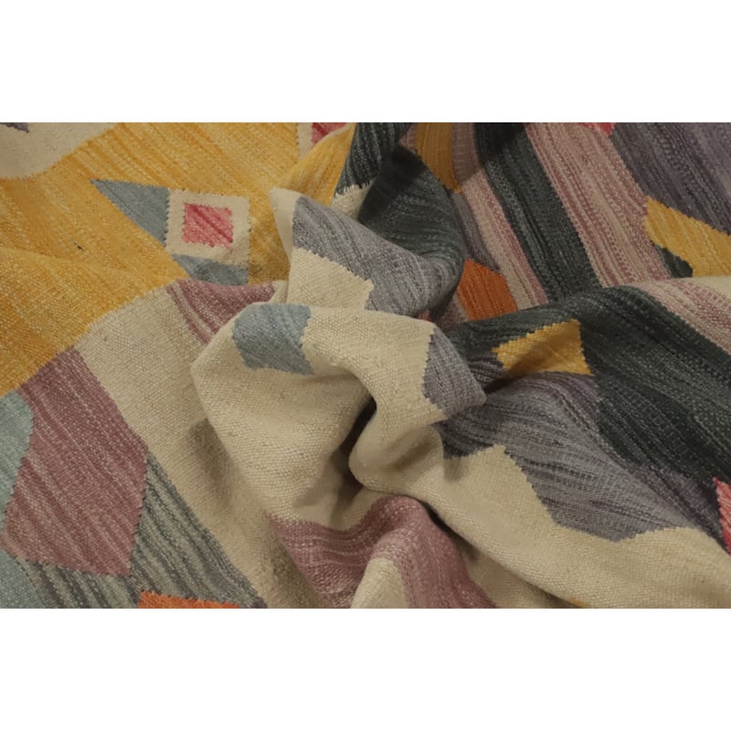 Hand Woven Southwestern Wool Multi-Colored Geometric Area Rug - 12' 11'' X 9' 6''