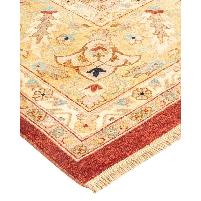Overton Hand Knotted Wool Vintage Inspired Traditional Mogul Red Area Rug - 9' 3" x 12' 5"