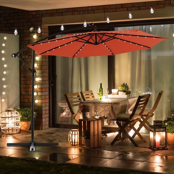 HOMEFUN Solar LED Offset Patio Umbrella, 40 Built-in Lights, Round - Bed Bath & Beyond - 39746283 HOMEFUN Solar LED Offset Patio Umbrella, 40 Built-in Lights, Round - Bed Bath & Beyond - 39746283