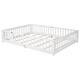 Twin/Full/Queen size Floor Platform Bed with Fence and Door for Kids, Toddlers
