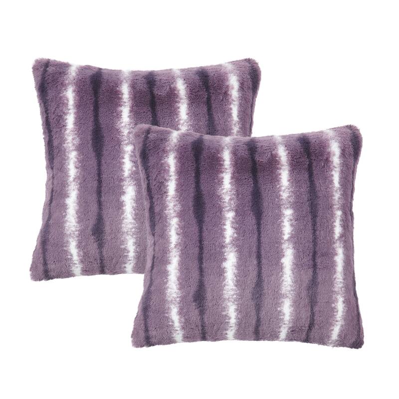 Amanda Stripe fauxfur Throw Pillow Covers Set of 2, NO INSERT