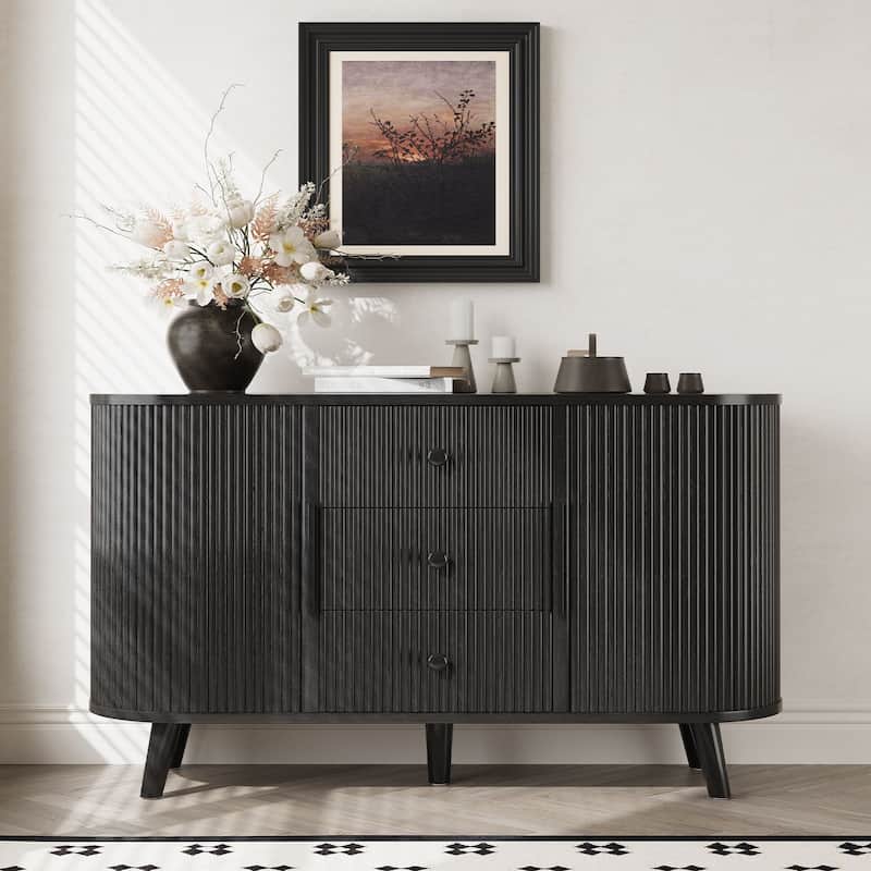 Meyreso Fluted Sideboard Buffet Cabinet with Storage
