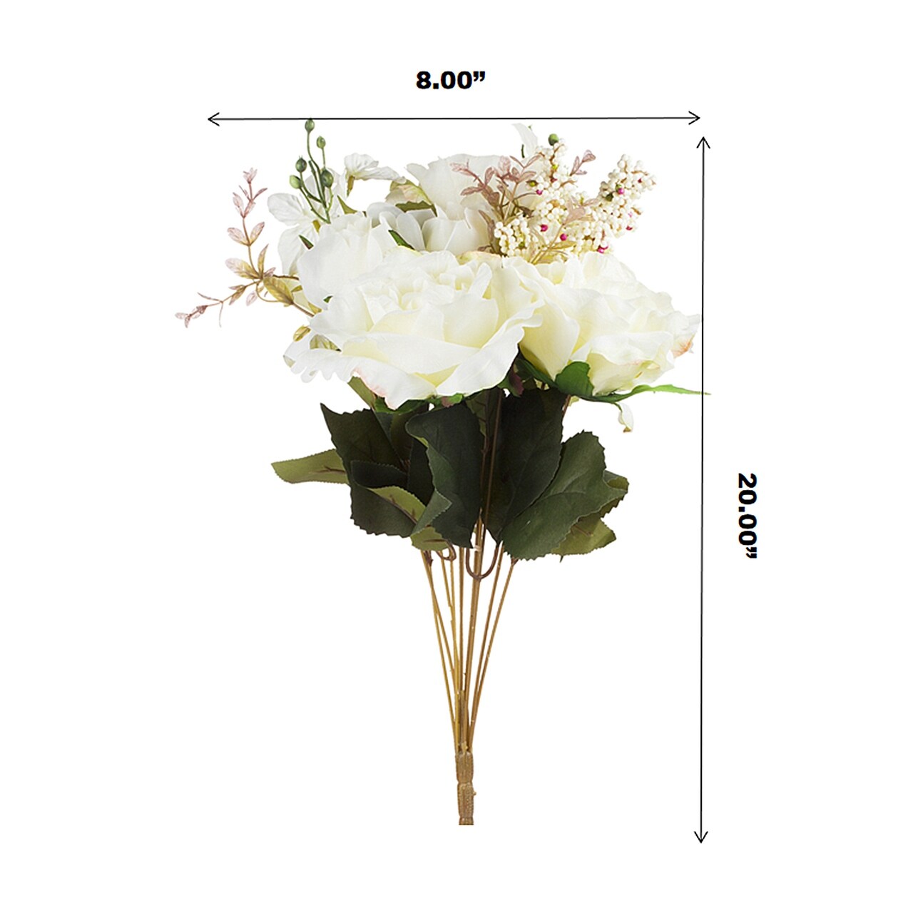 Enova Floral 20 Tall Mixed Artificial Silk Roses Faux Flowers Bush for Home Wedding Office Vase Decoration Beige Enova Floral 20 Tall Mixed Artificial Silk Roses Faux Flowers Bush for Home Wedding Office Vase Decoration Beige
