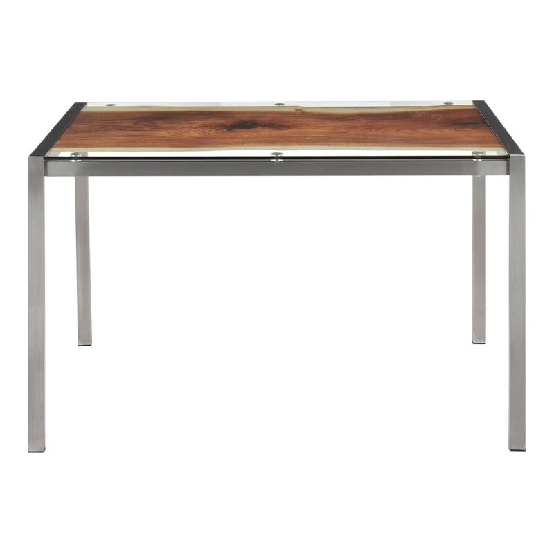 Carbon Loft Yadriel Live Edge Print Dining Table - Stainless Steel