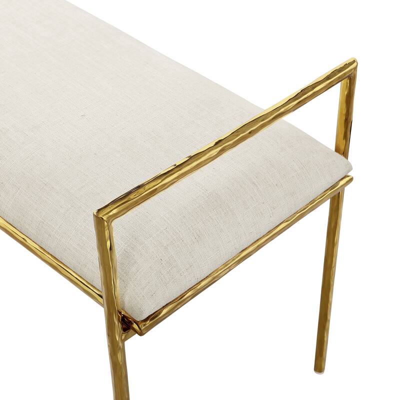 Furniture of America Zayen Modern 3-Piece Upholstered Queen Size Hammered Metal Platform Bedroom Set with Nightstand and Bench