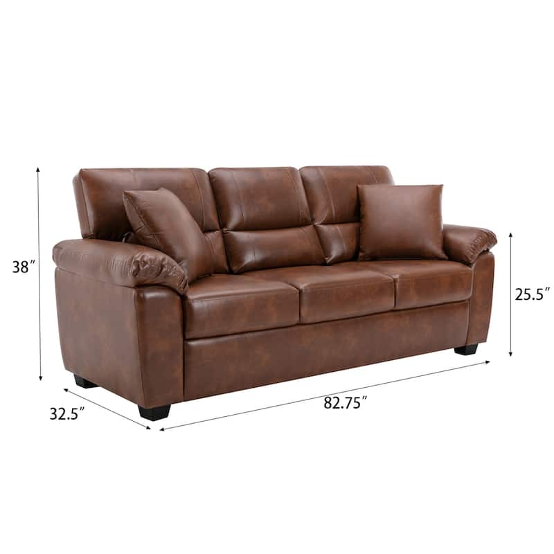 Morden Fort Upholstered Living Room Set, 2 Pieces, Faux Leather Loveseat and Sofa
