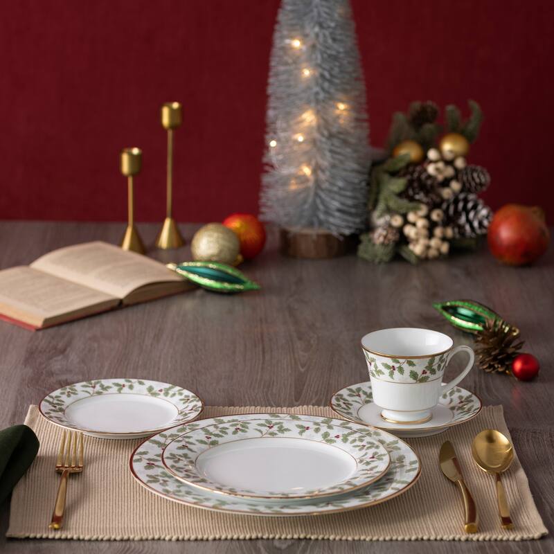 Noritake Holly & Berry Gold 5-Piece Place Setting, Service for 1