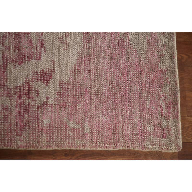 Pink Modern Abstract Area Rug Hand-Knotted Wool Carpet - 7'11"x 9'8"