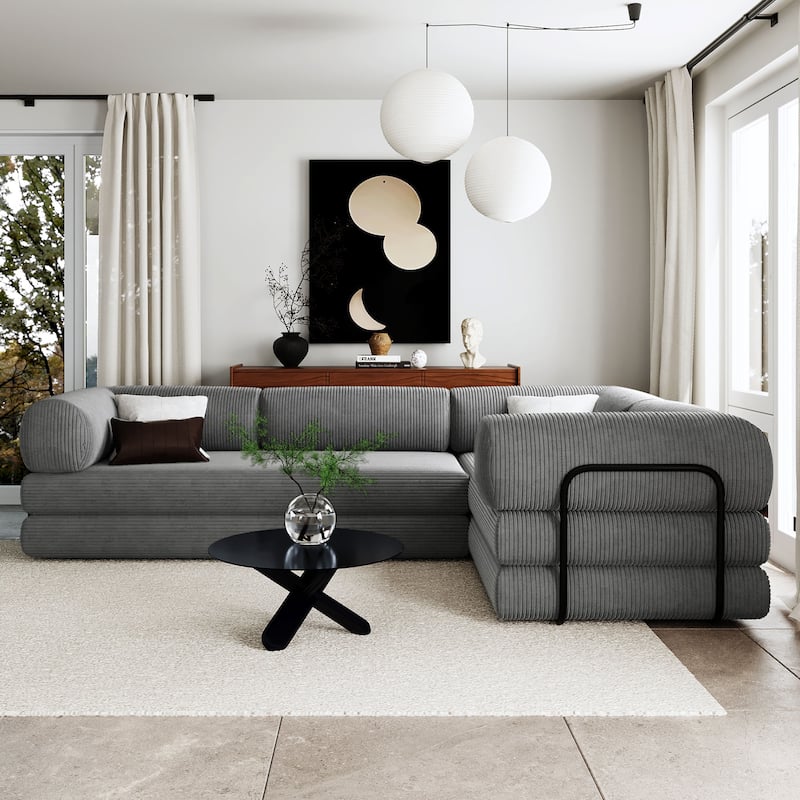 Corduroy Modular Sofa,Convertible Sofa Bed for Living Rooms