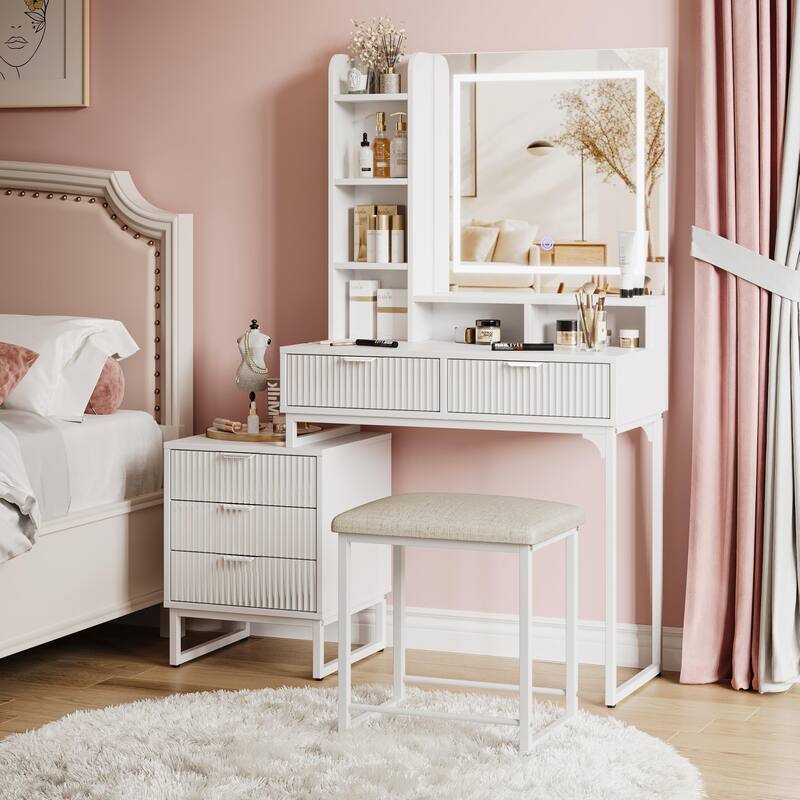 Makeup Vanity Desk with Mirror and Lights