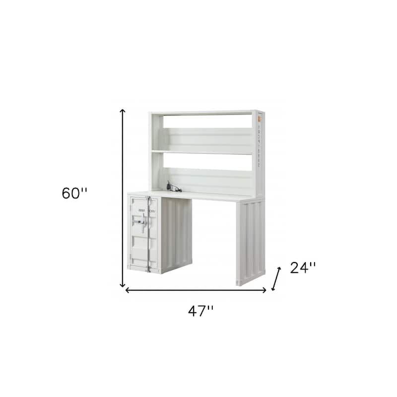 47" White Metal Writing Desk