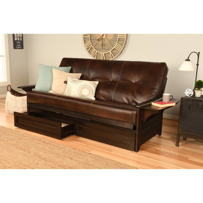 Porch & Den DeSoto Espresso Full-size Futon Set with Innerspring Mattress - Oregon Trail Java