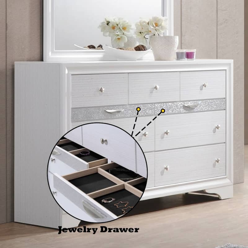 Wood 9 Drawers Chest, Storage Dresser with Jewelry Drawer, No Assembly