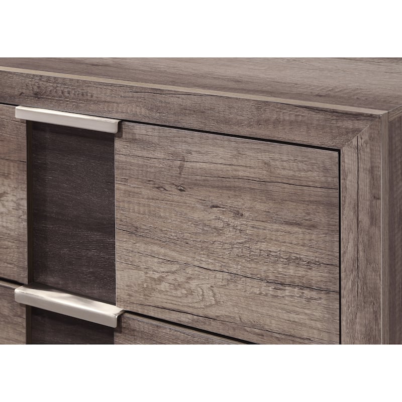 1pc Nightstand Two Drawers Metal knobs - Brown