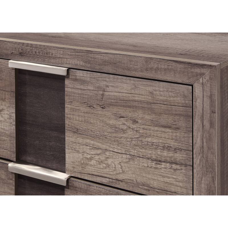 Contemporary Rustic Brown Nightstand with Metal Knobs