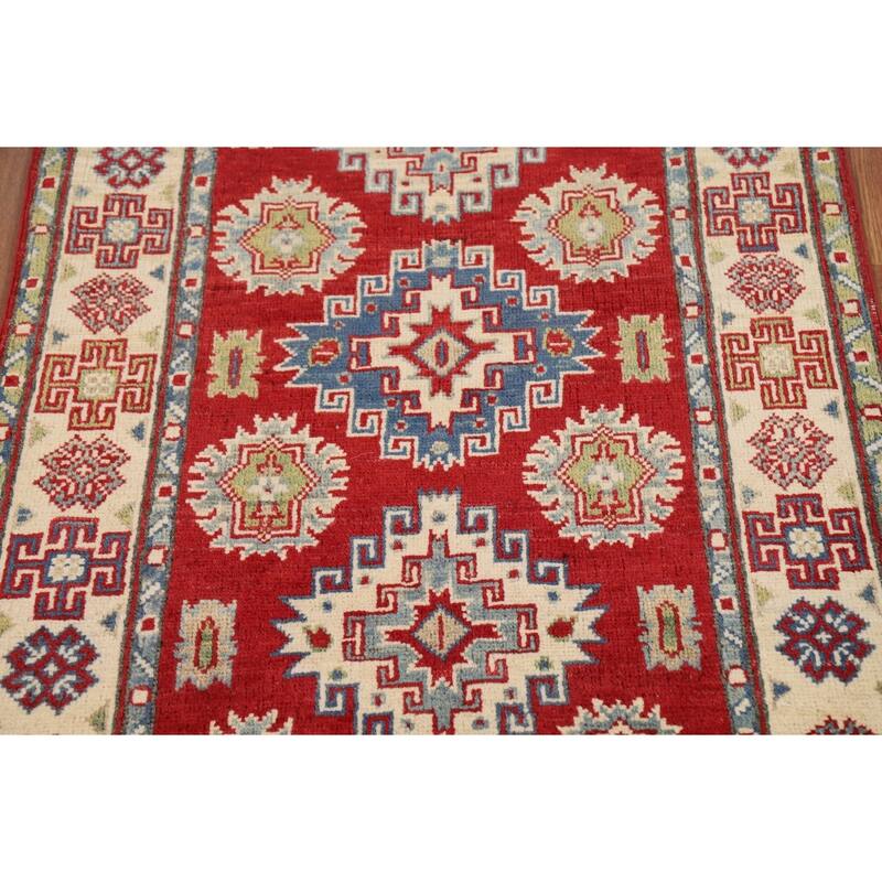 Red Kazak Foyer Rug Hand-Knotted Bedroom Wool Carpet - 2'9"x 4'3"