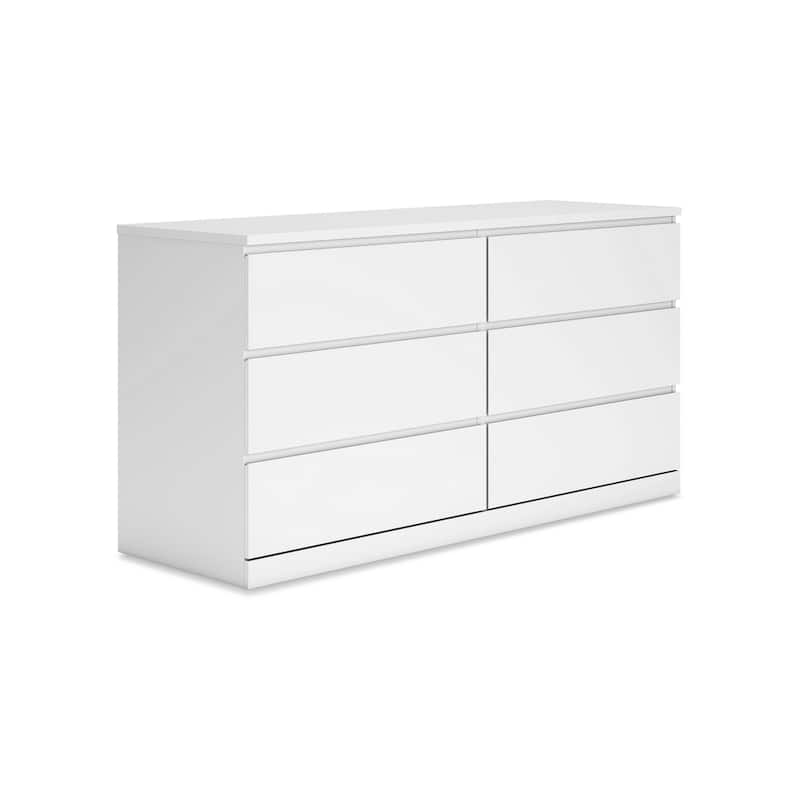 Onira Wide Dresser, 6 Spacious Drawers, Modern White Wood, 60 Inch