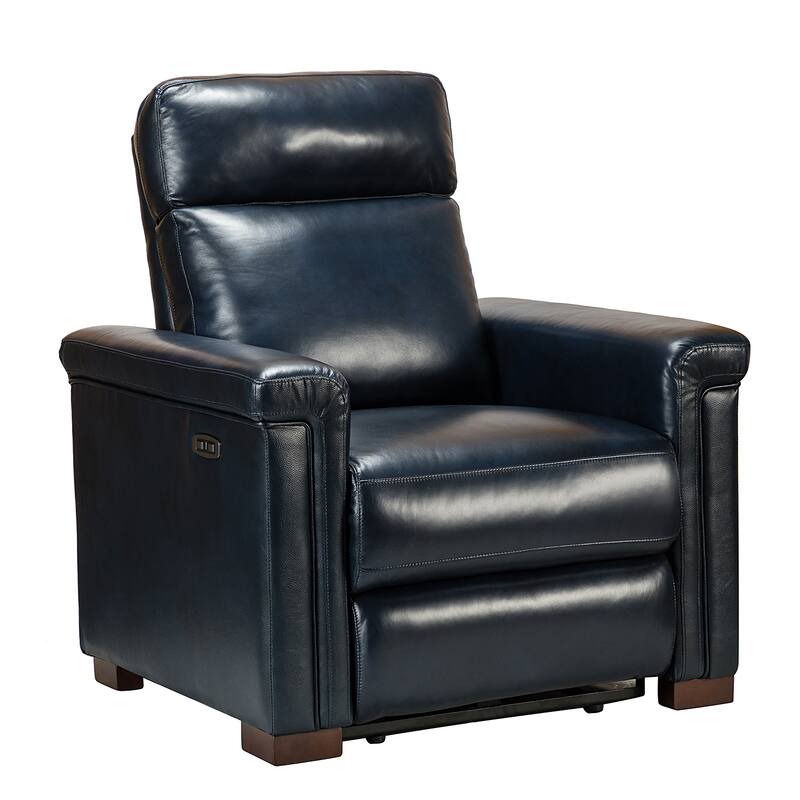 Alicia 34.65" Wide Contemporary Classic Genuine Leather Power Recliner With USB Port