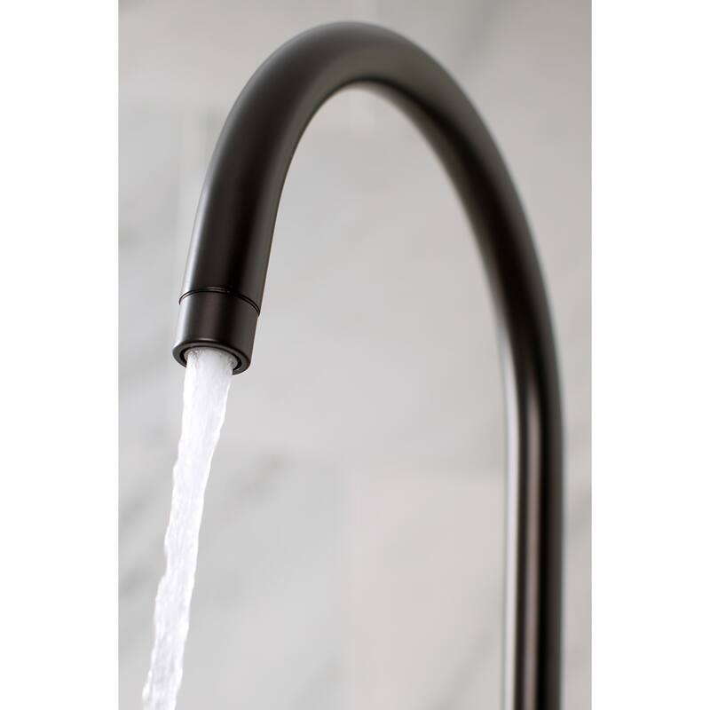 Kingston Brass Concord Two-Handle Gooseneck Bridge Kitchen Faucet with Brass Sprayer