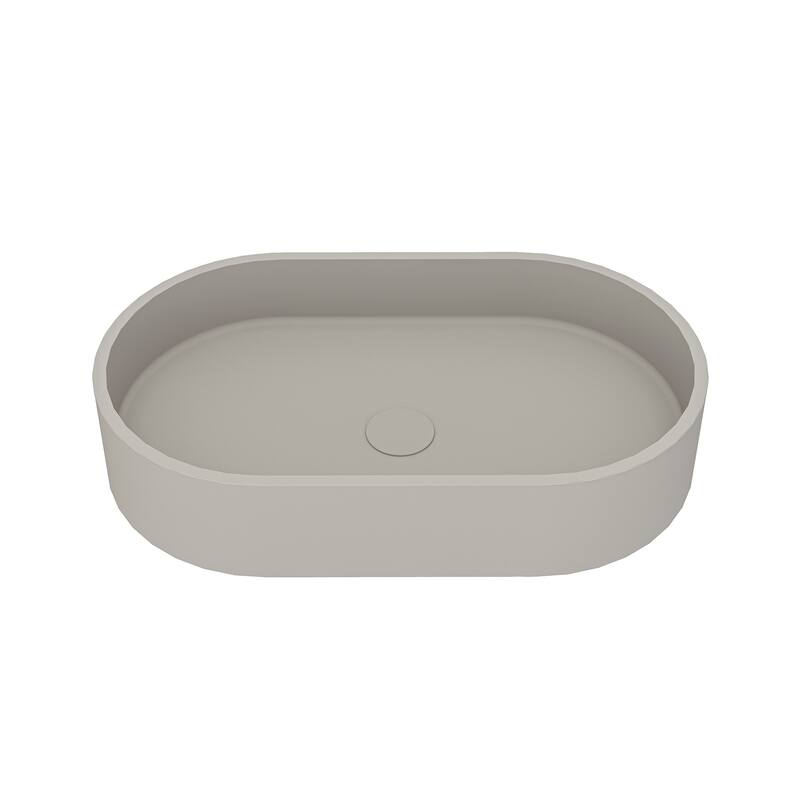 CASAINC Concrete Vessel Sink Oval Bathroom Sink Art Basin with the Same Color Drainer