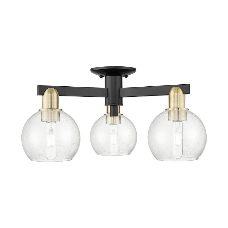Innovations Lighting Endless Possibilities Arcadia - Athens - 3 Light 23" Semi-Flush Mount - Black Antique Brass/Seedy